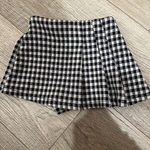 Zara Navy and White Gingham Skirt